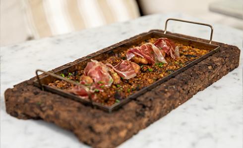 Paella pluma et jambon ibérique et Cecina